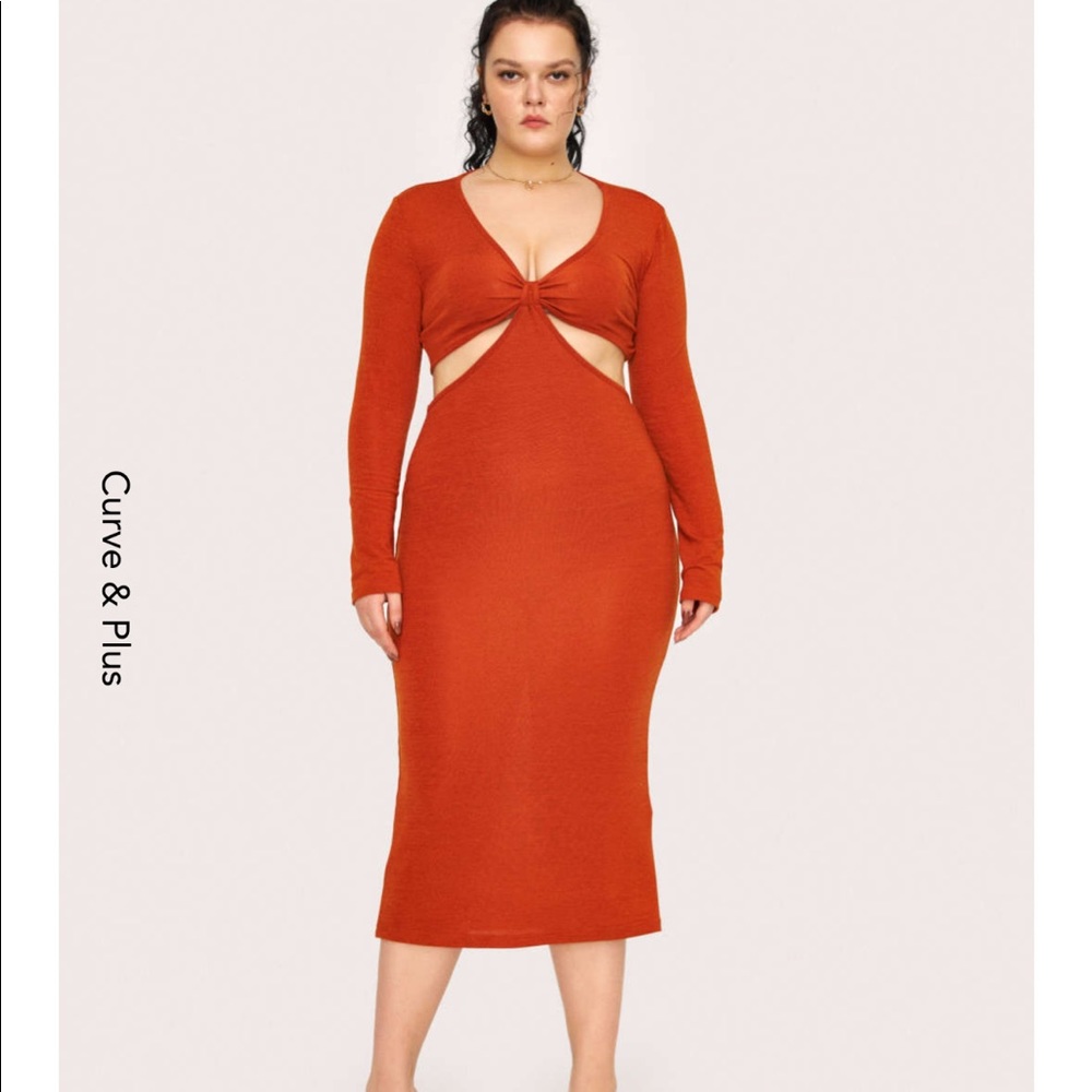 Burnt orange cut out dress